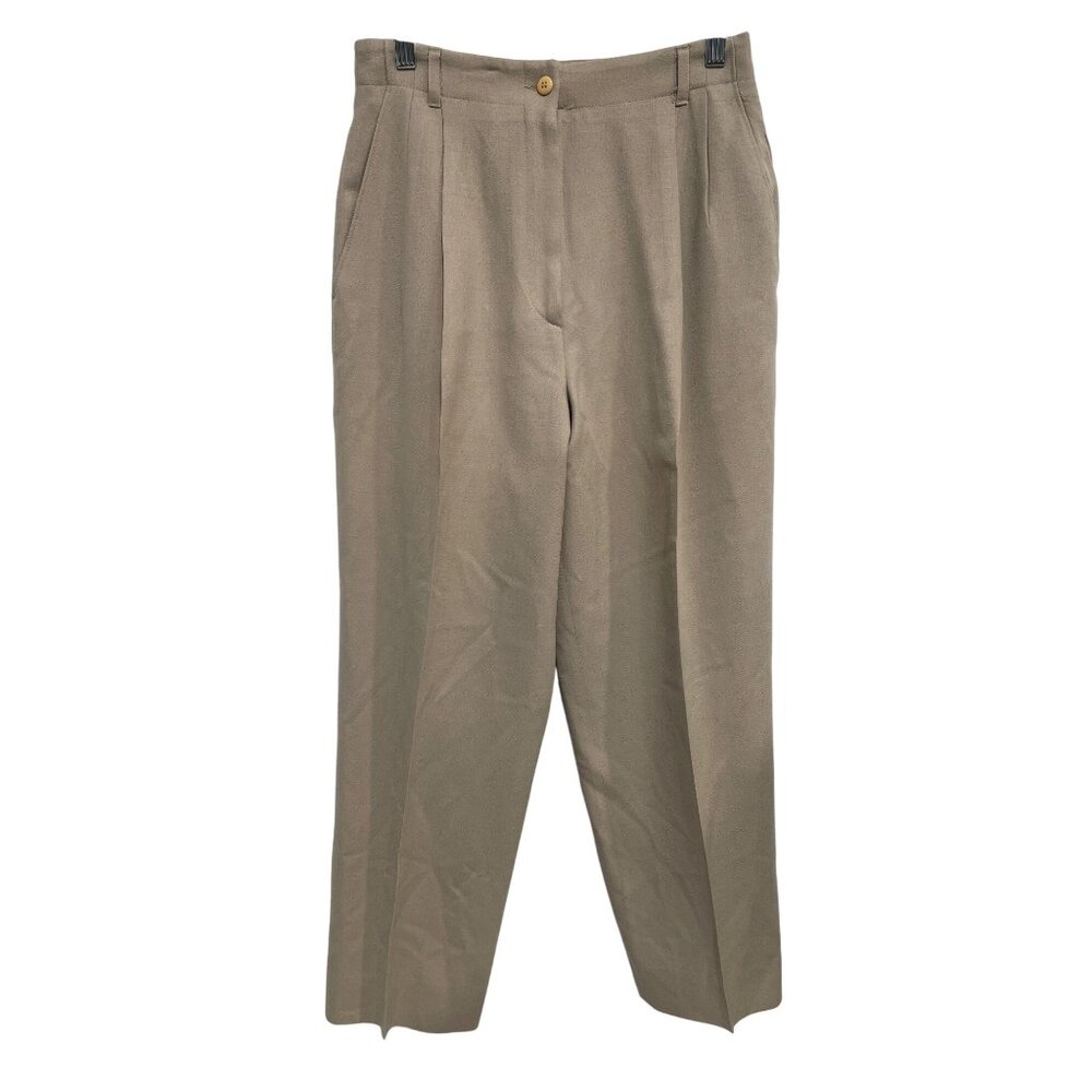 Pendleton Trousers Size 10 Pleated Dress Pants Wool Beige Career Business Attire